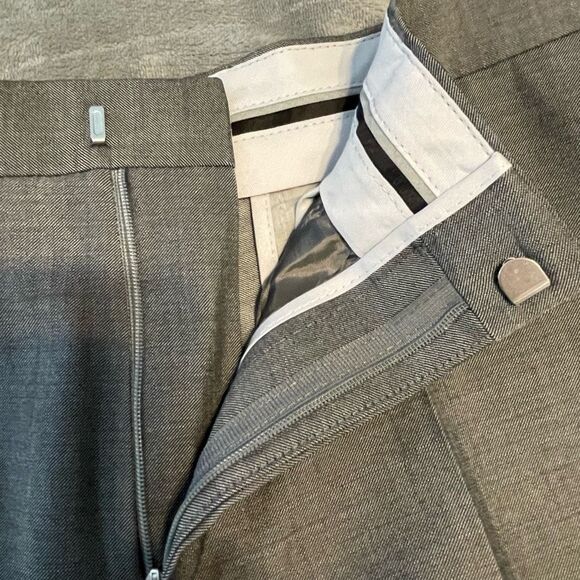 BOSS Hugo Boss Giro 100% Virgin Wool Slim Fit Dress Pants Gray Knit Flat Front 3 - Picture 7 of 13